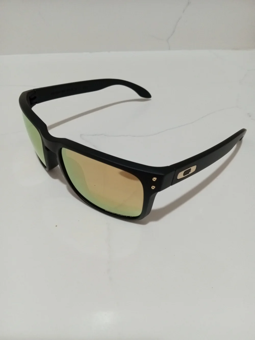 Oakley Men’s Black Sunglasses with Gold-Green Mirrored Lenses